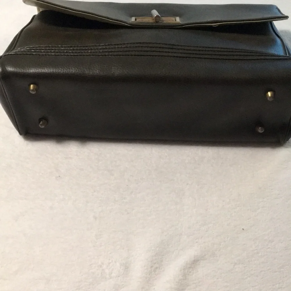 Jaclyn USA Short Handle Brown Faux Leather Vintage Satchel Laptop Bag